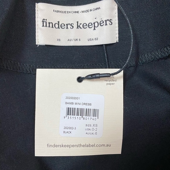 Finders Keepers Bambi Mini Dress Linen Blend Belted Black Size XS - Picture 10 of 12